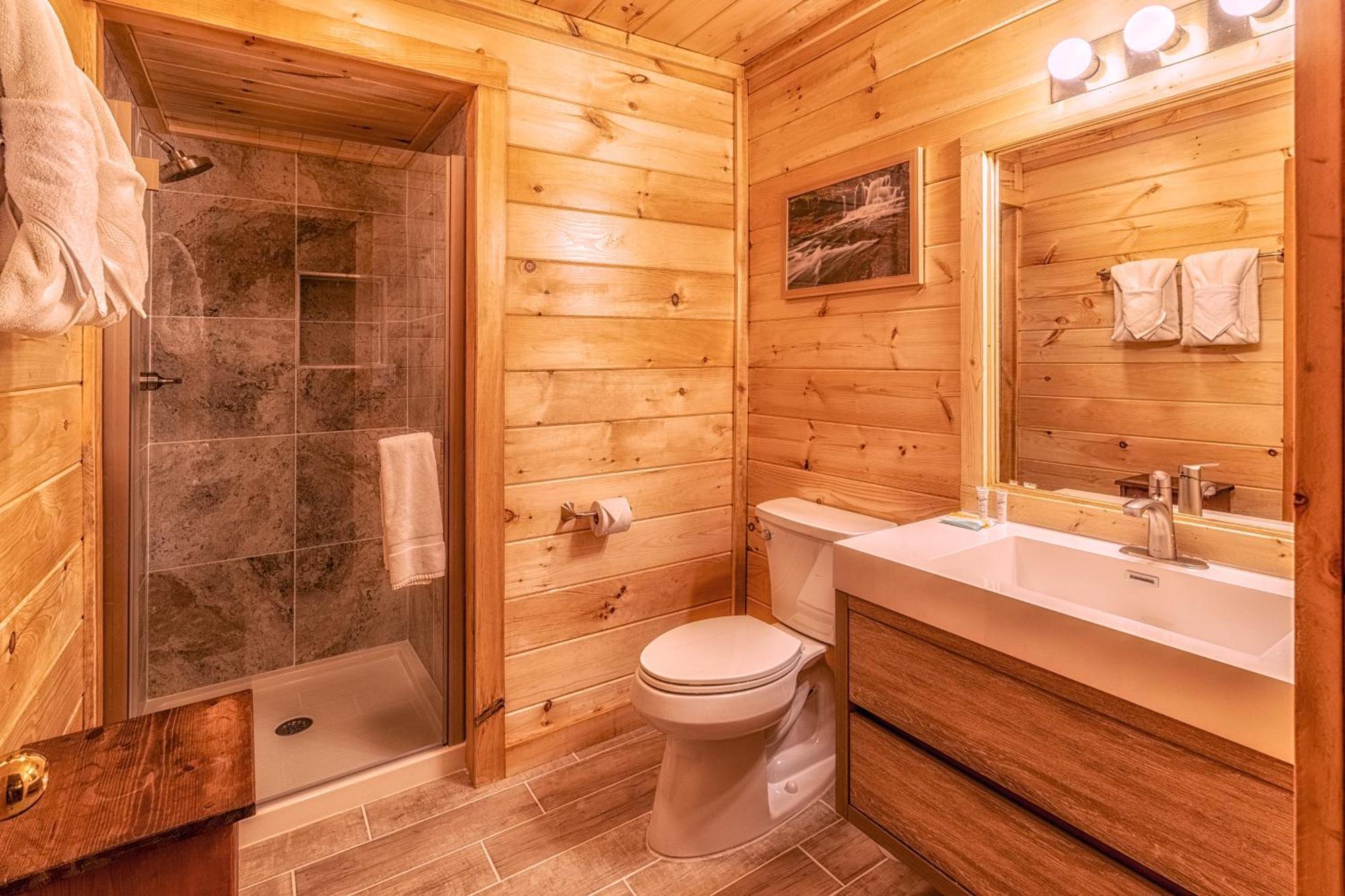 גטלינבורג Real Log Cabin With Amazing Views, Hot Tub, Sauna, Games מראה חיצוני תמונה
